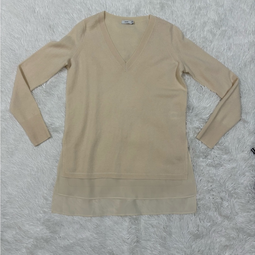 Vince Light Beige V-Neck Sweater